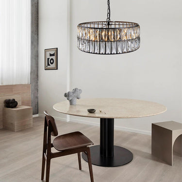 Midnight Glow Modern Crystal Drum Chandelier - LUUGAA