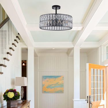 Midnight Glow Modern Crystal Drum Chandelier - LUUGAA