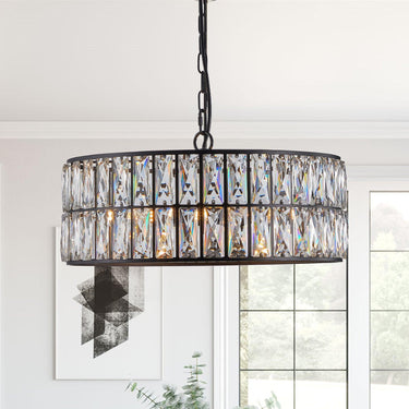 Midnight Glow Modern Crystal Drum Chandelier - LUUGAA