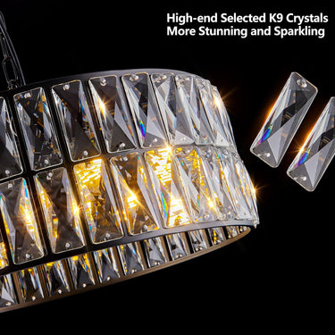 Midnight Glow Modern Crystal Drum Chandelier - LUUGAA