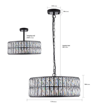 Midnight Glow Modern Crystal Drum Chandelier - LUUGAA