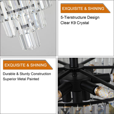 Modern Black Crystal Chandelier - LUUGAA