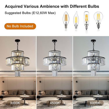Modern Black Crystal Chandelier B - LUUGAA