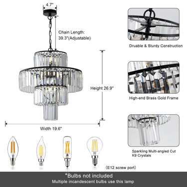 Modern Black Crystal Chandelier B - LUUGAA