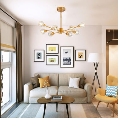 Modern Crystal Chandeliers 9 Lights Golden Chandelier - LUUGAA