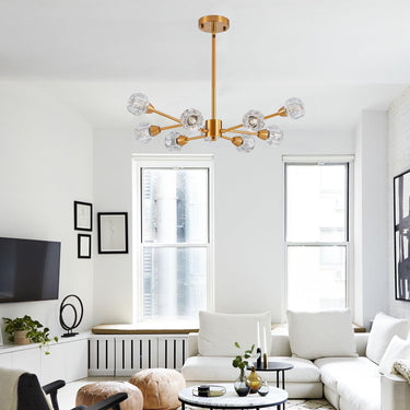 Modern Crystal Chandeliers 9 Lights Golden Chandelier - LUUGAA