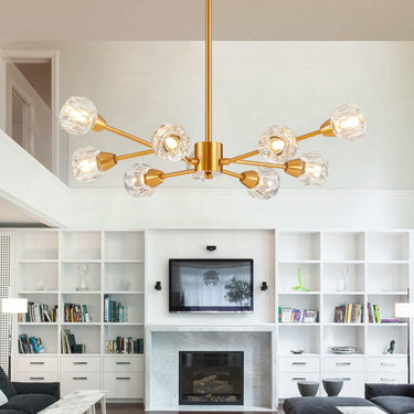 Modern Crystal Chandeliers 9 Lights Golden Chandelier - LUUGAA