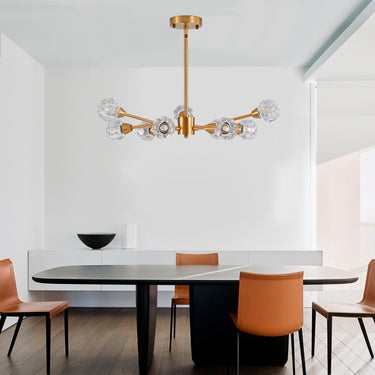Modern Crystal Chandeliers 9 Lights Golden Chandelier - LUUGAA