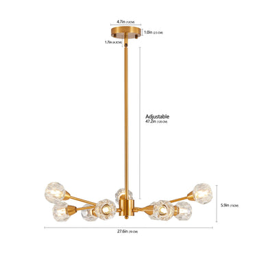 Modern Crystal Chandeliers 9 Lights Golden Chandelier - LUUGAA