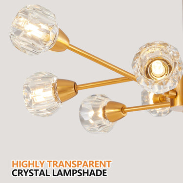 Modern Crystal Chandeliers 9 Lights Golden Chandelier - LUUGAA