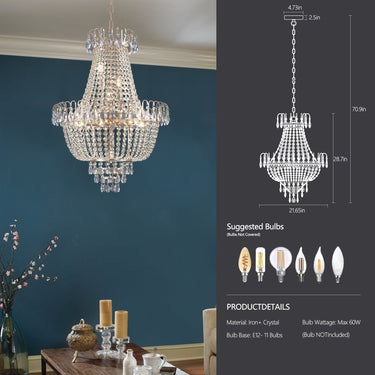 Modern Light Luxury Golden Crystal Chandelier B - LUUGAA