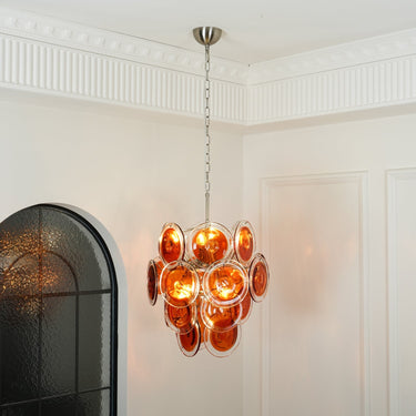 Murano Orange Disk Glass Chandelier - LUUGAA