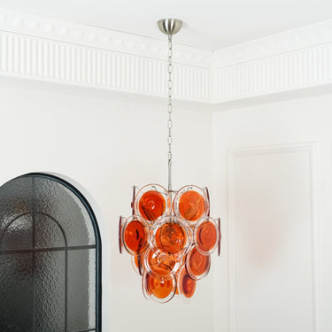 Murano Orange Disk Glass Chandelier - LUUGAA