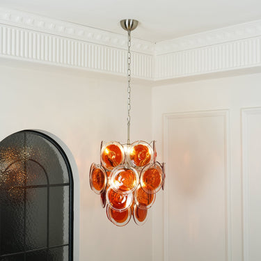 Murano Orange Disk Glass Chandelier - LUUGAA