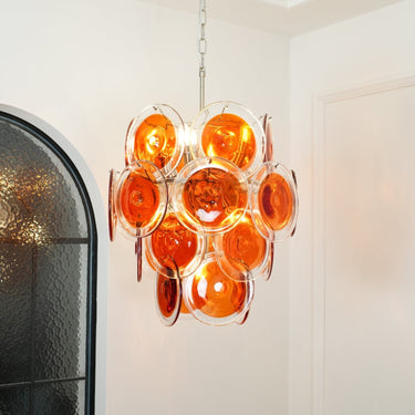 Murano Orange Disk Glass Chandelier - LUUGAA