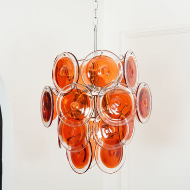 Murano Orange Disk Glass Chandelier - LUUGAA