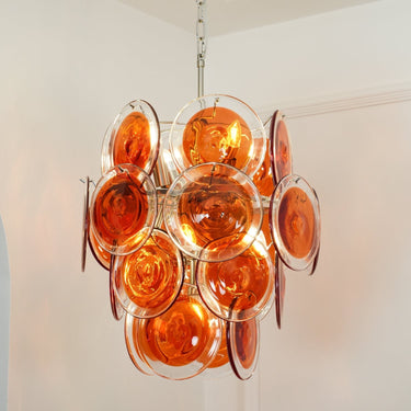Murano Orange Disk Glass Chandelier - LUUGAA