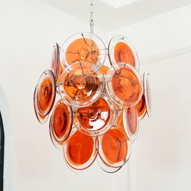 Murano Orange Disk Glass Chandelier - LUUGAA