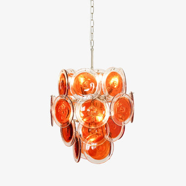 Murano Orange Disk Glass Chandelier - LUUGAA