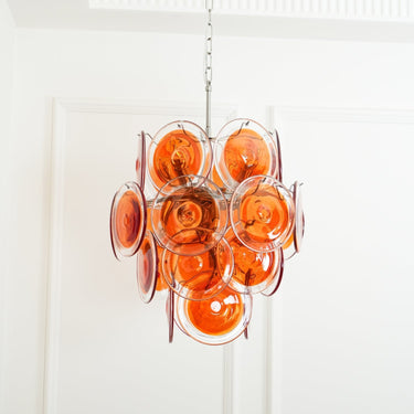 Murano Orange Disk Glass Chandelier - LUUGAA