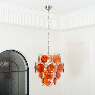 Murano Orange Disk Glass Chandelier - LUUGAA