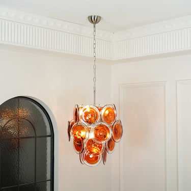 Murano Orange Disk Glass Chandelier - LUUGAA
