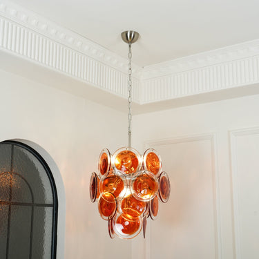 Murano Orange Disk Glass Chandelier - LUUGAA