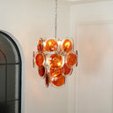 Murano Orange Disk Glass Chandelier - LUUGAA