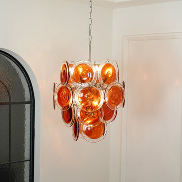 Murano Orange Disk Glass Chandelier - LUUGAA