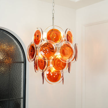 Murano Orange Disk Glass Chandelier - LUUGAA
