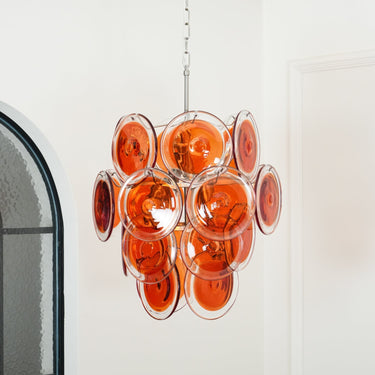 Murano Orange Disk Glass Chandelier - LUUGAA
