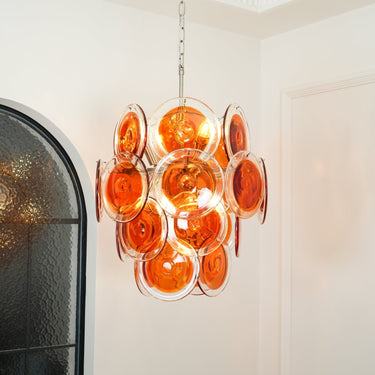 Murano Orange Disk Glass Chandelier - LUUGAA