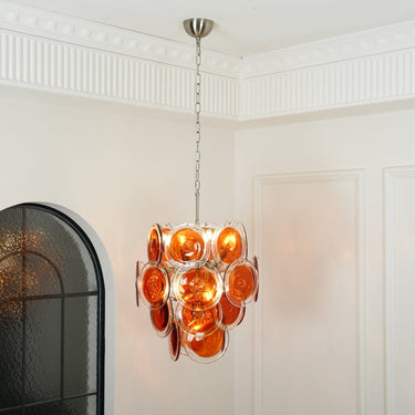 Murano Orange Disk Glass Chandelier - LUUGAA