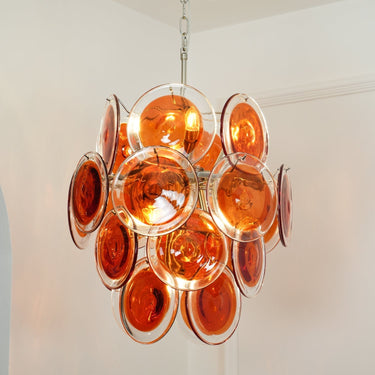 Murano Orange Disk Glass Chandelier - LUUGAA