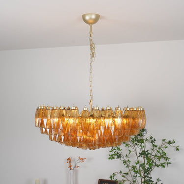 Murano Rhombus Amber Glass Chandelier - LUUGAA