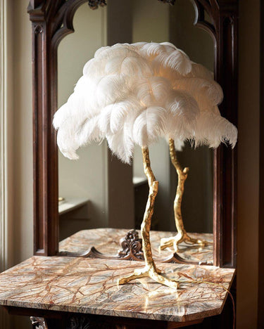 Ostrich Feather Table Lamp - LUUGAA