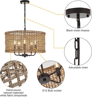 Phantoms Rattan Woven Pendant Light - LUUGAA