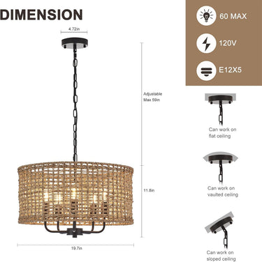 Phantoms Rattan Woven Pendant Light - LUUGAA