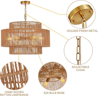 Pure Sky Rattan Woven Pendant Light - LUUGAA
