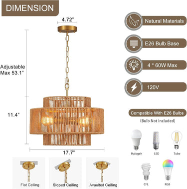 Pure Sky Rattan Woven Pendant Light - LUUGAA