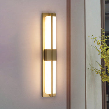 Rectangular Alabaster Brass Wall Sconce - LUUGAA