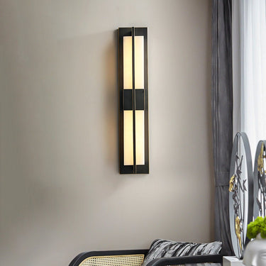 Rectangular Alabaster Brass Wall Sconce - LUUGAA
