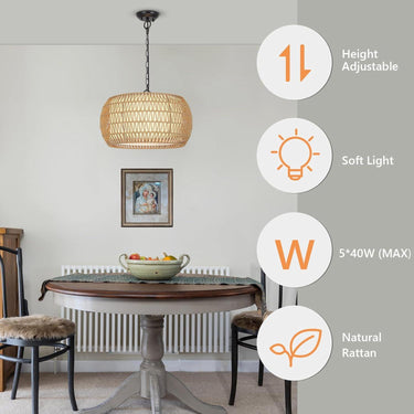Sacred Radiance Rattan Woven Pendant Light - LUUGAA