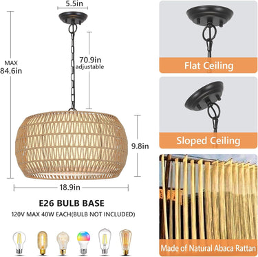 Sacred Radiance Rattan Woven Pendant Light - LUUGAA
