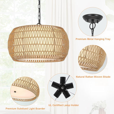 Sacred Radiance Rattan Woven Pendant Light - LUUGAA