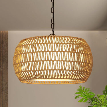 Sacred Radiance Rattan Woven Pendant Light - LUUGAA