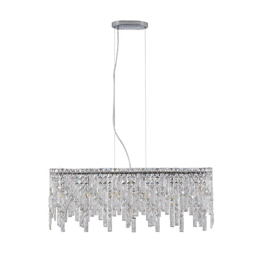 Silver Cascade Elegant Oval Crystal Chandelier - LUUGAA