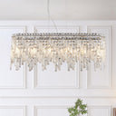 Silver Cascade Elegant Oval Crystal Chandelier - LUUGAA