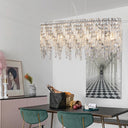 Silver Cascade Elegant Oval Crystal Chandelier - LUUGAA
