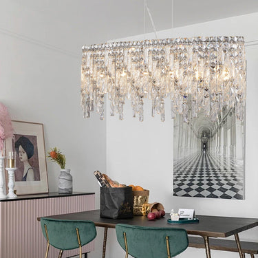 Silver Cascade Elegant Oval Crystal Chandelier - LUUGAA